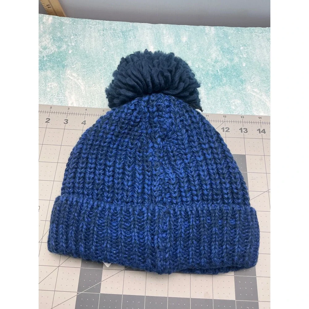 Childrens Place Gamer Beanie Boys L/XL Blue Excellent Pom Pom Fleece Lined Hat